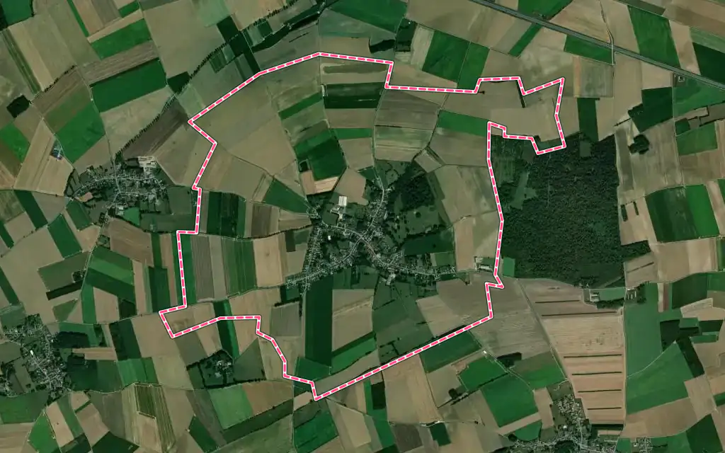 Vue satellite de Hermaville avec ses contours administratifs