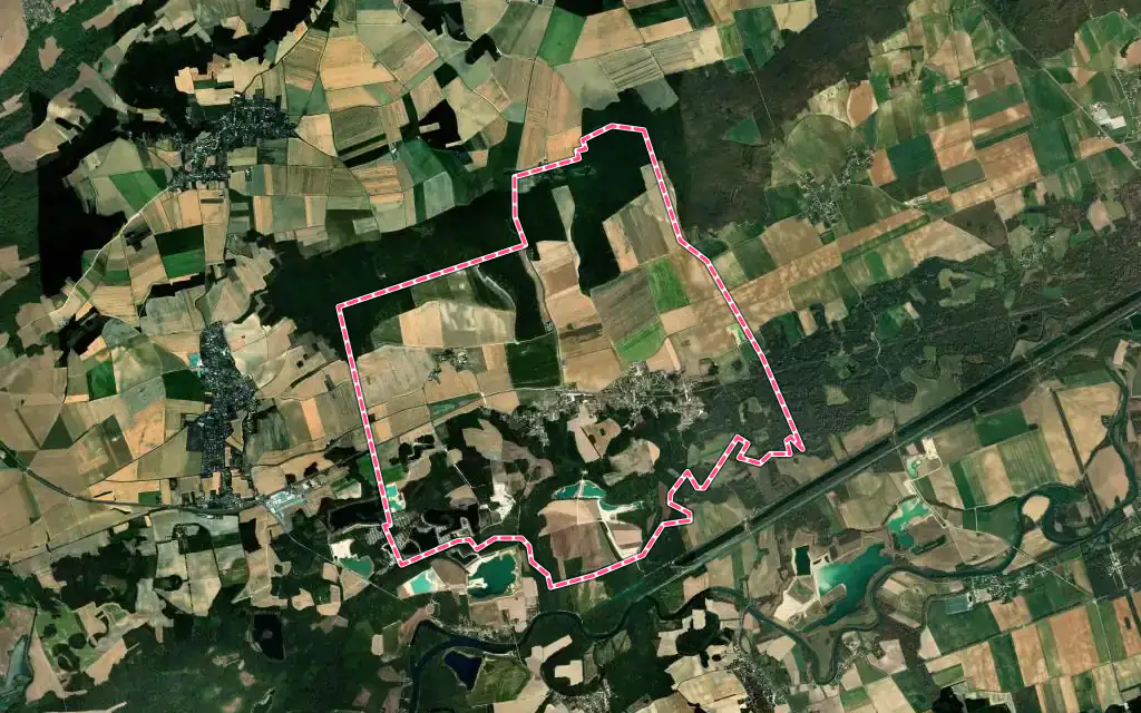 Vue satellite de Hermé avec ses contours administratifs