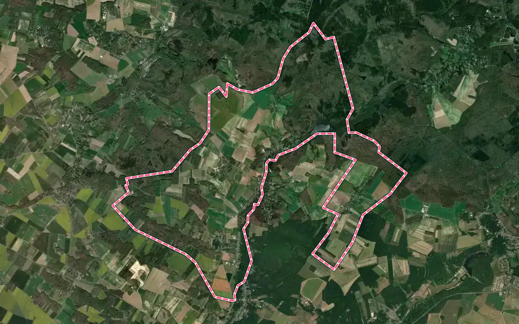 Vue satellite de Hermeray avec ses contours administratifs