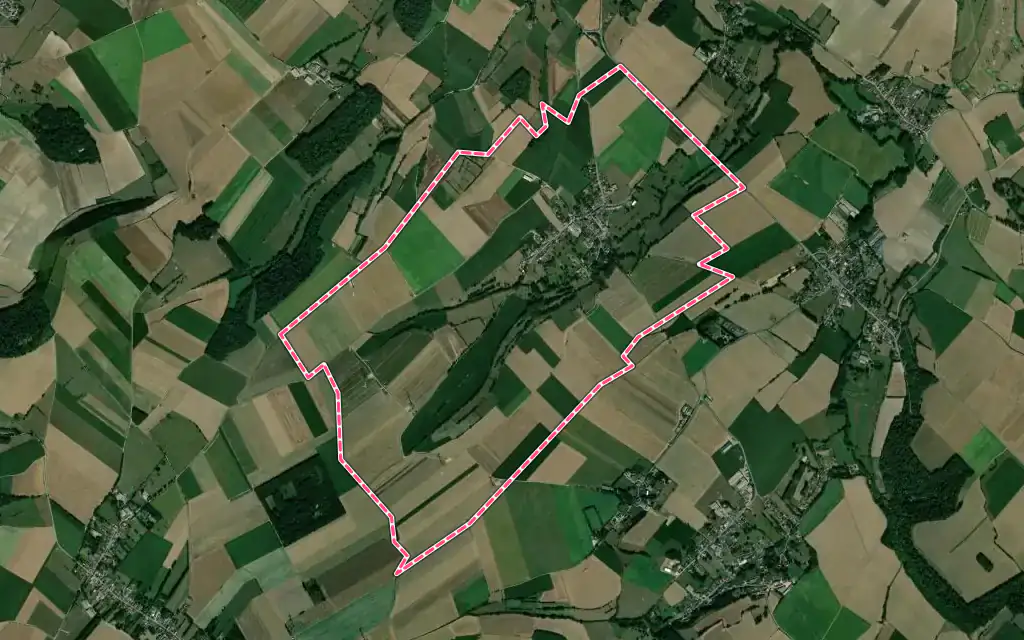 Vue satellite de Hermin avec ses contours administratifs