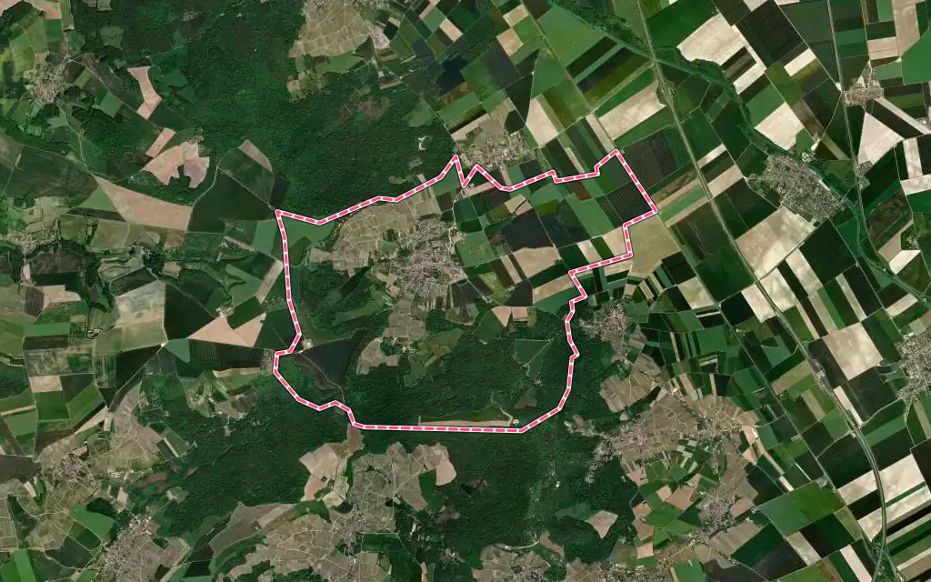 Vue satellite de Hermonville avec ses contours administratifs