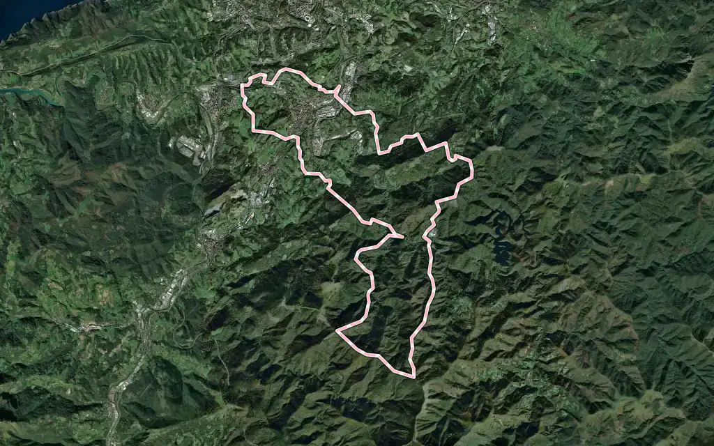 Vista satélite de Hernani con su contorno administrativo