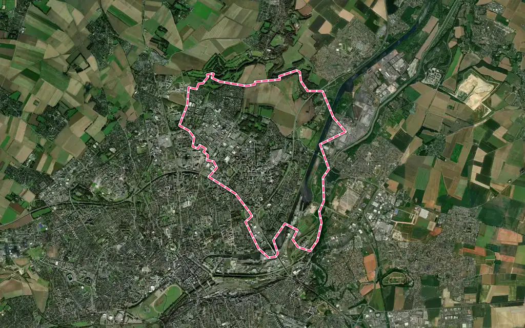 Vue satellite de Hérouville-Saint-Clair avec ses contours administratifs