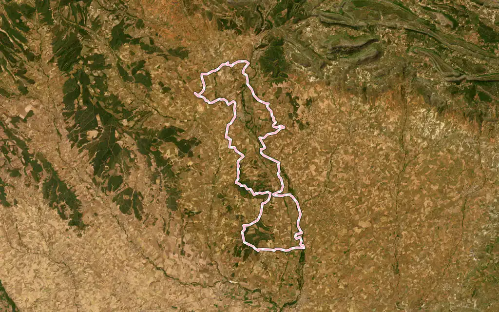 Vista satélite de Herrera de Pisuerga con su contorno administrativo