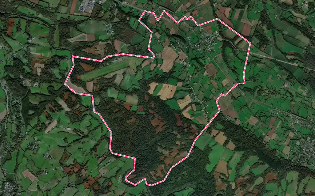 Vue satellite de Herrère avec ses contours administratifs