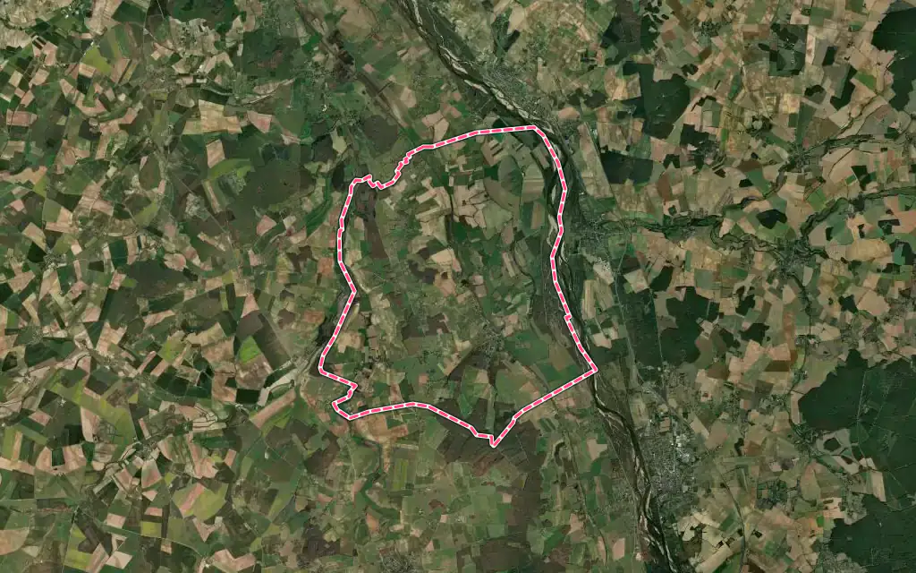 Vue satellite de Herry avec ses contours administratifs