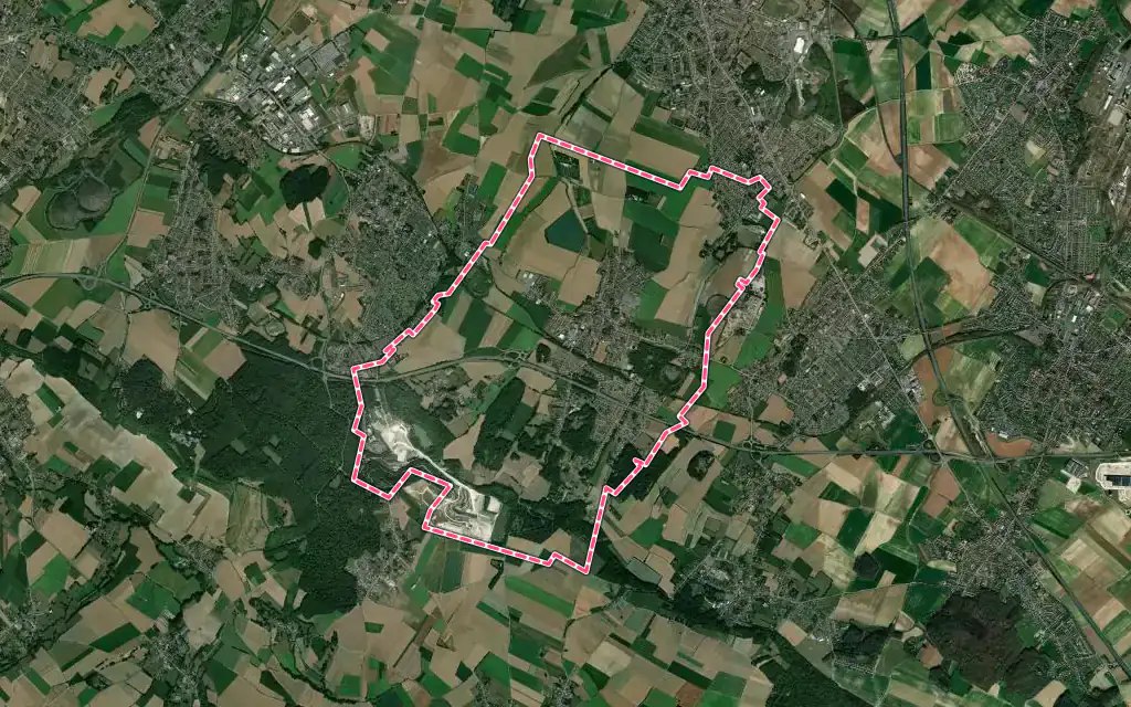 Vue satellite de Hersin-Coupigny avec ses contours administratifs