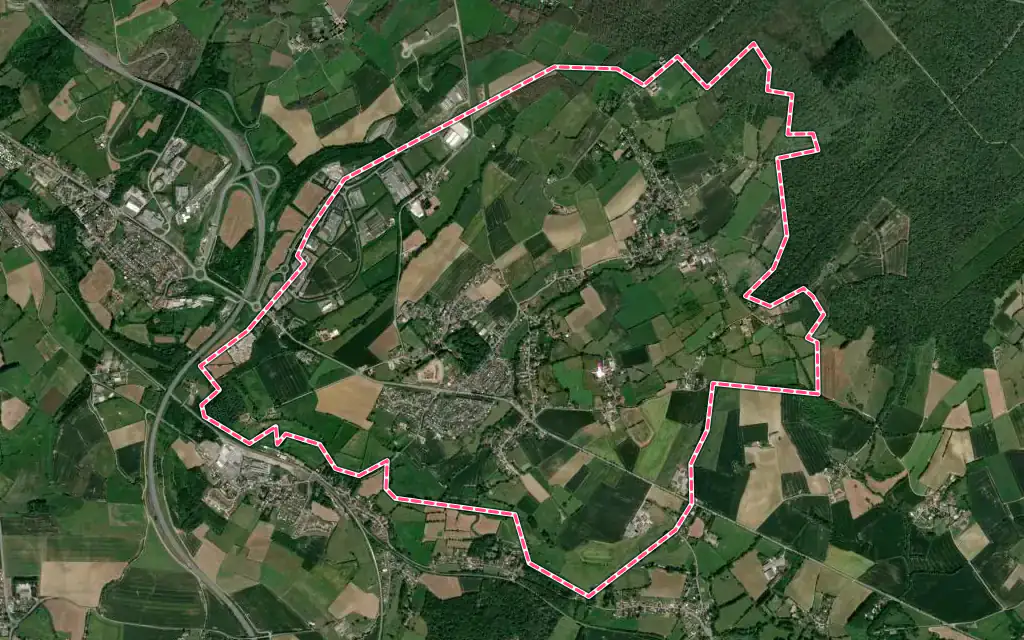 Vue satellite de Hesdin-l'Abbé avec ses contours administratifs