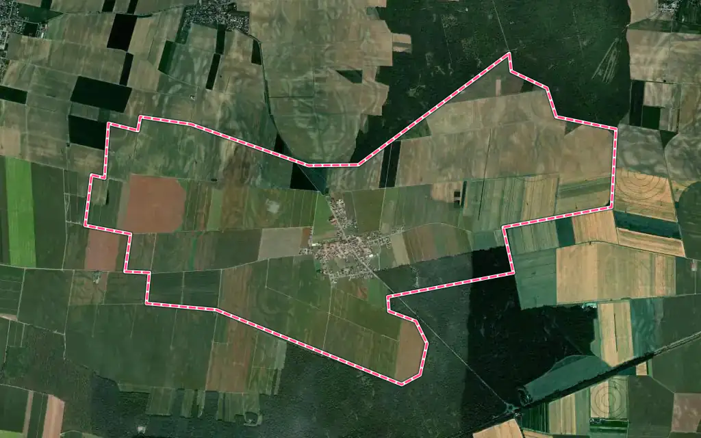 Vue satellite de Hettenschlag avec ses contours administratifs