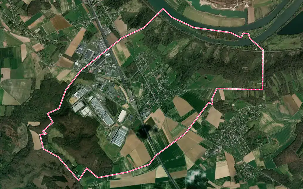 Vue satellite de Heudebouville avec ses contours administratifs