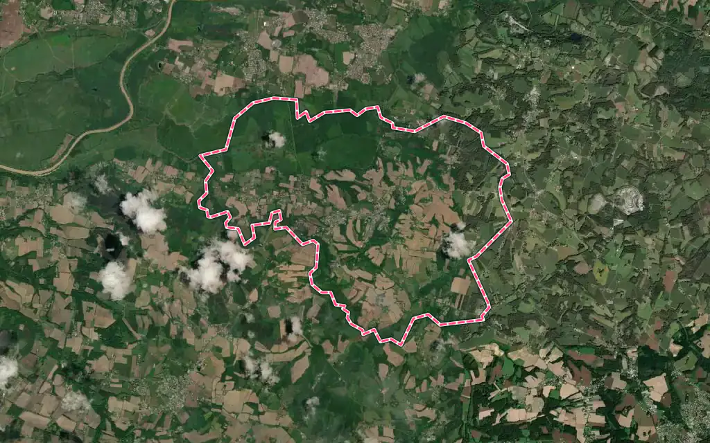 Vue satellite de Heugas avec ses contours administratifs