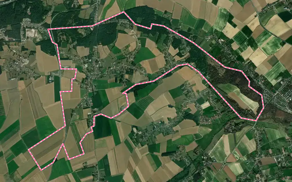 Vue satellite de Heuringhem avec ses contours administratifs