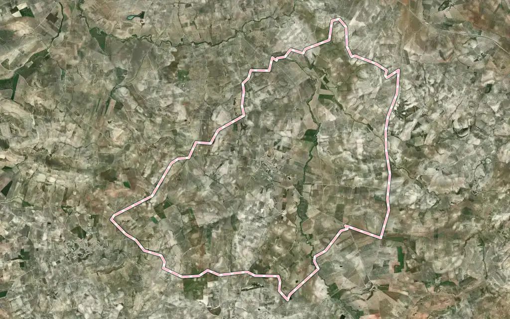 Vista satélite de Higuera de Calatrava con su contorno administrativo