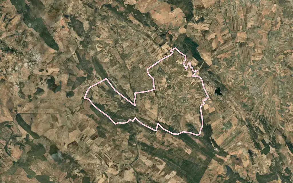 Vista satélite de Higuera de la Serena con su contorno administrativo