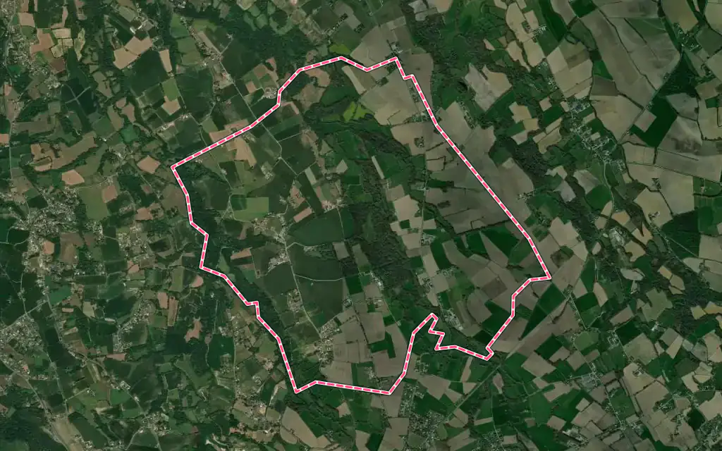 Vue satellite de Higuères-Souye avec ses contours administratifs