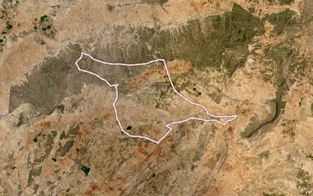 Vista satélite de Higueruela con su contorno administrativo
