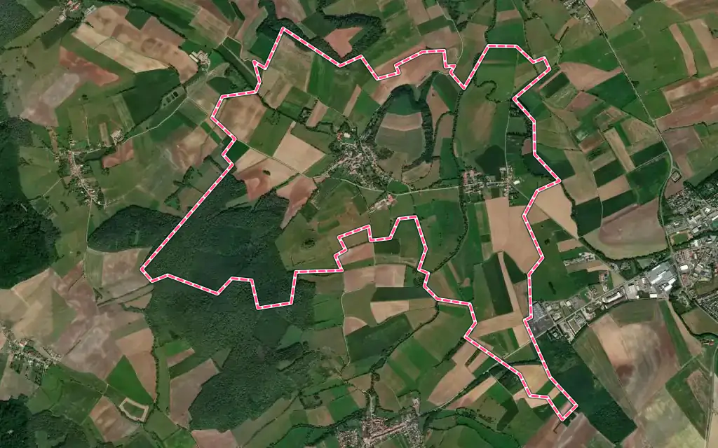 Vue satellite de Hinckange avec ses contours administratifs