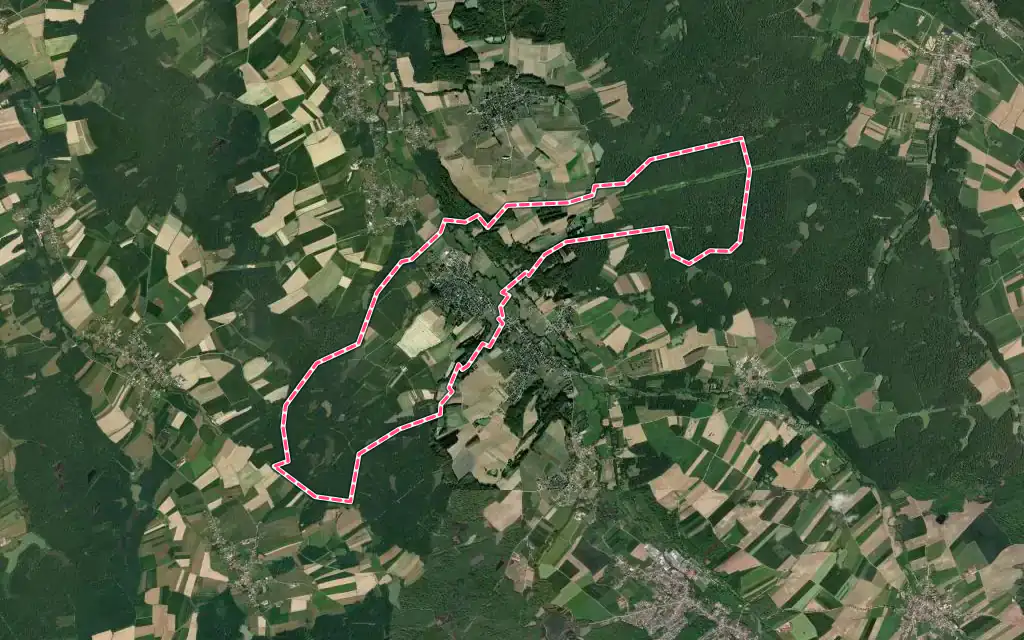 Vue satellite de Hindlingen avec ses contours administratifs