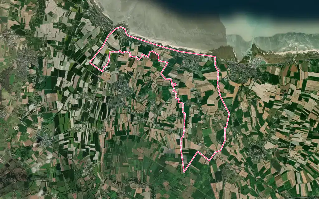 Vue satellite de Hirel avec ses contours administratifs