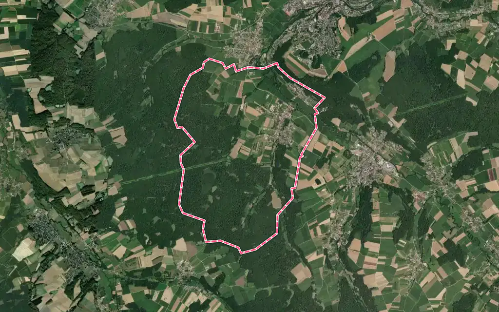 Vue satellite de Hirtzbach avec ses contours administratifs