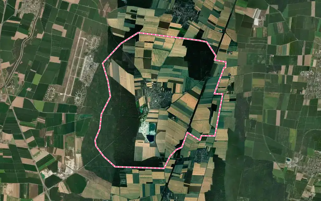 Vue satellite de Hirtzfelden avec ses contours administratifs