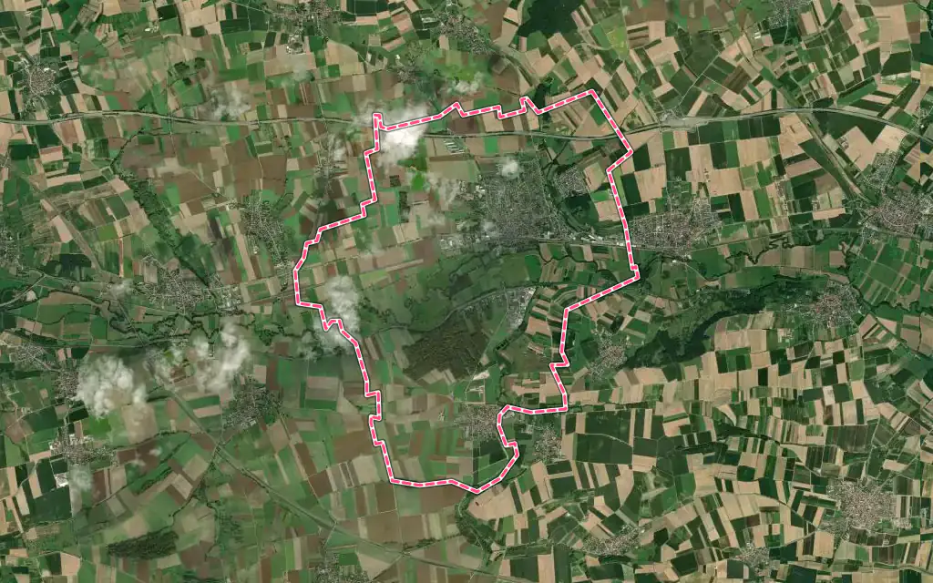 Vue satellite de Hochfelden avec ses contours administratifs