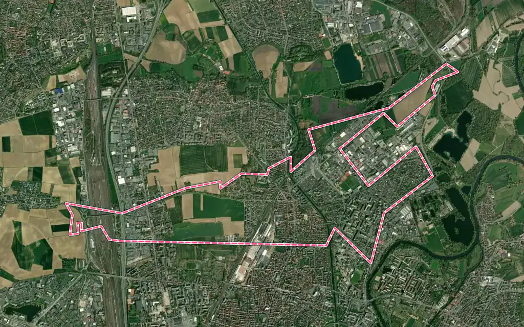 Vue satellite de Hœnheim avec ses contours administratifs