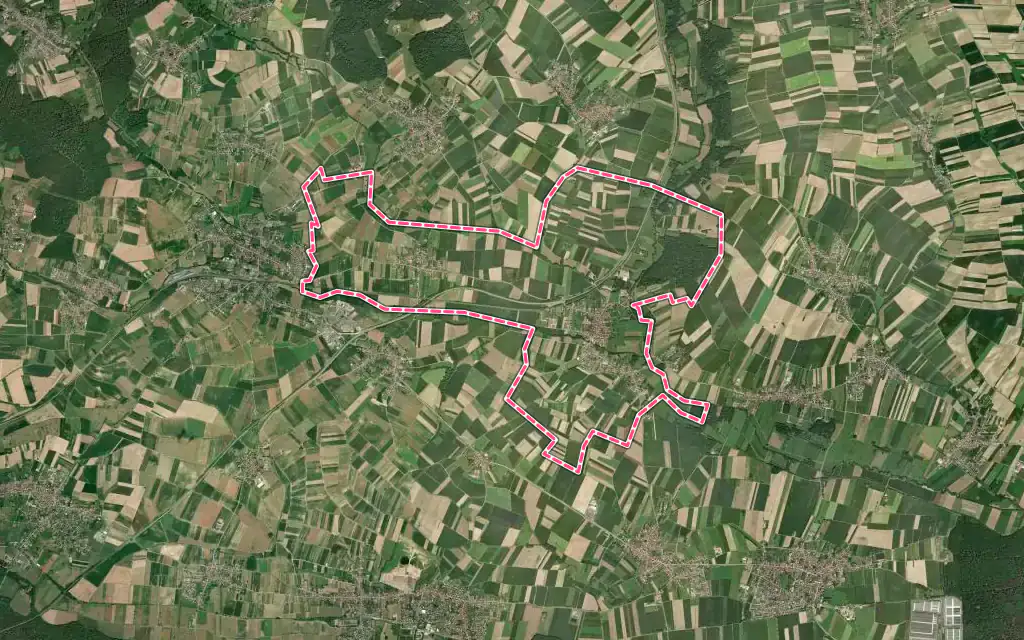 Vue satellite de Hoffen avec ses contours administratifs