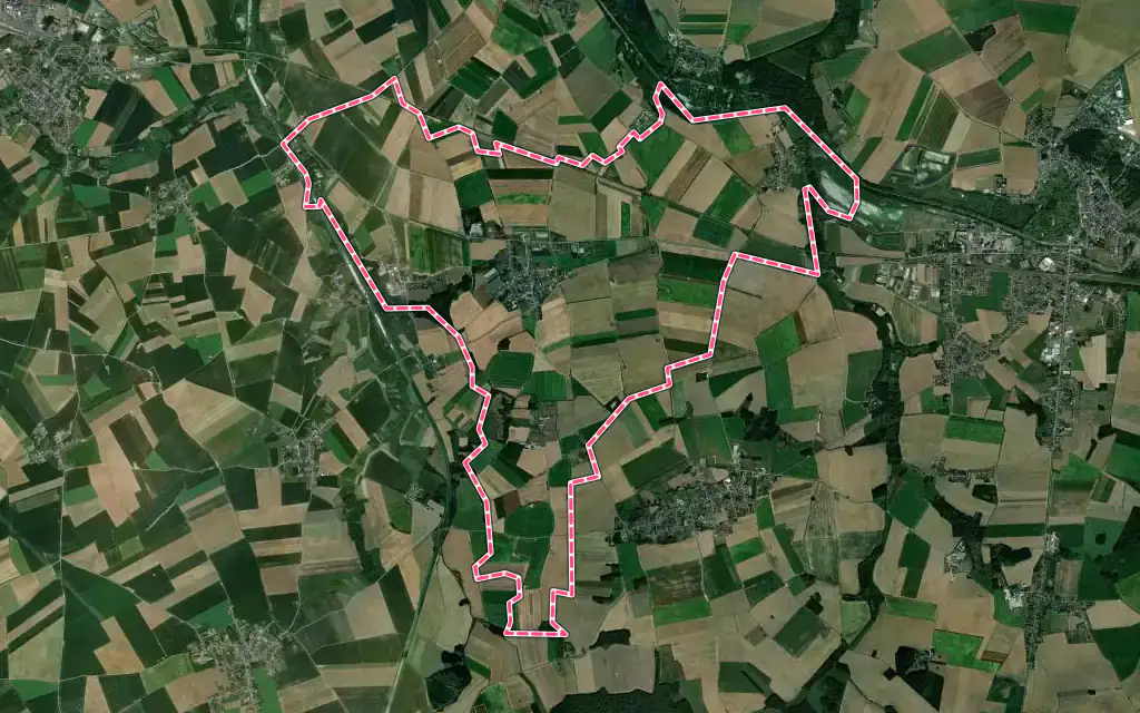 Vue satellite de Hombleux avec ses contours administratifs