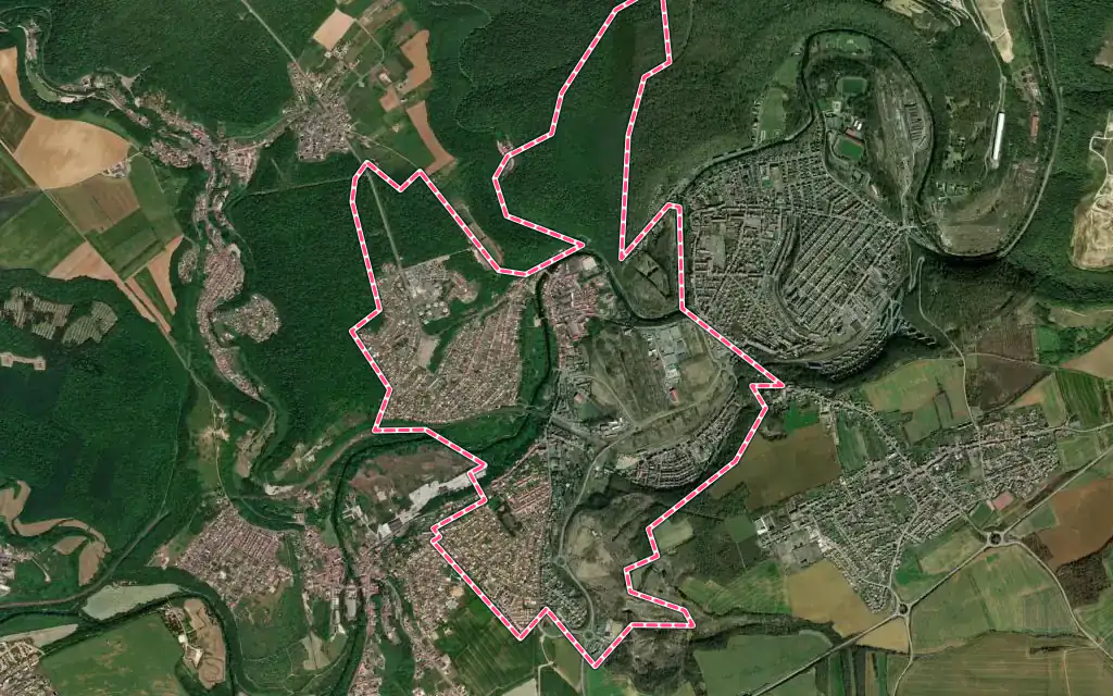 Vue satellite de Homécourt avec ses contours administratifs