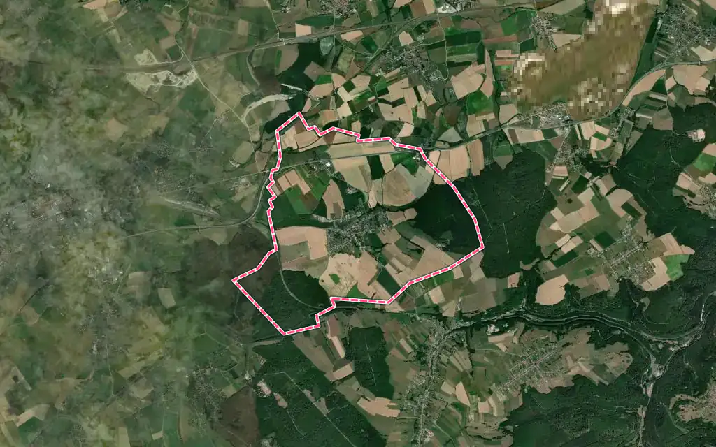 Vue satellite de Hommarting avec ses contours administratifs