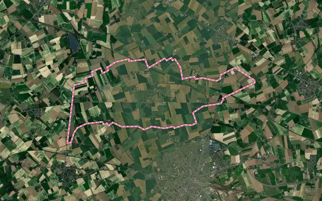 Vue satellite de Hondeghem avec ses contours administratifs