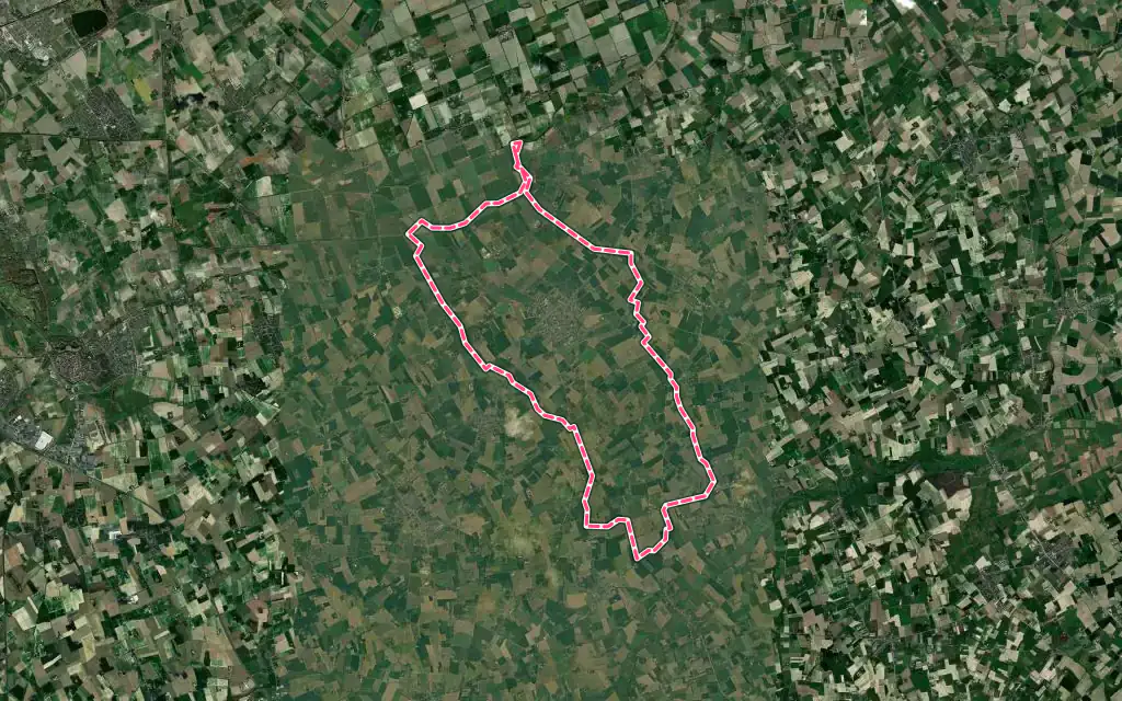 Vue satellite de Hondschoote avec ses contours administratifs