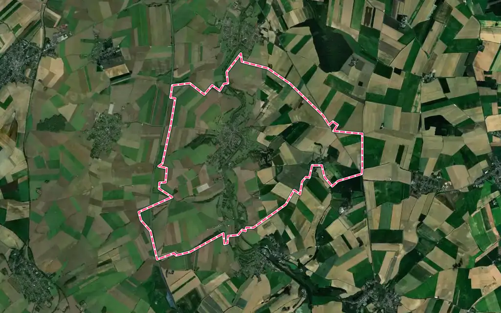 Vue satellite de Honnecourt-sur-Escaut avec ses contours administratifs