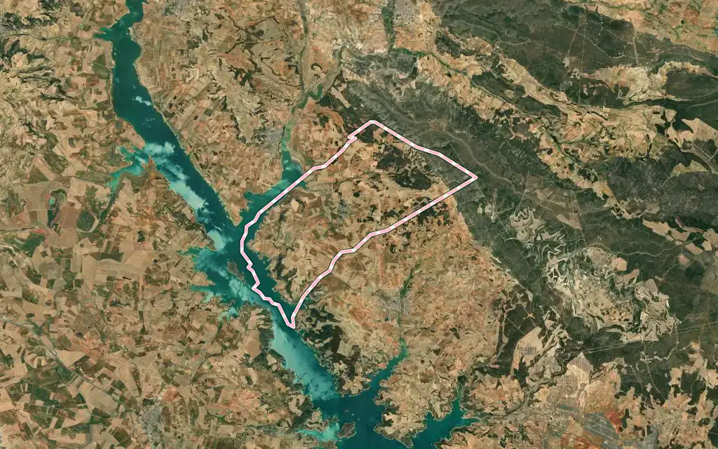 Vista satélite de Hontecillas con su contorno administrativo