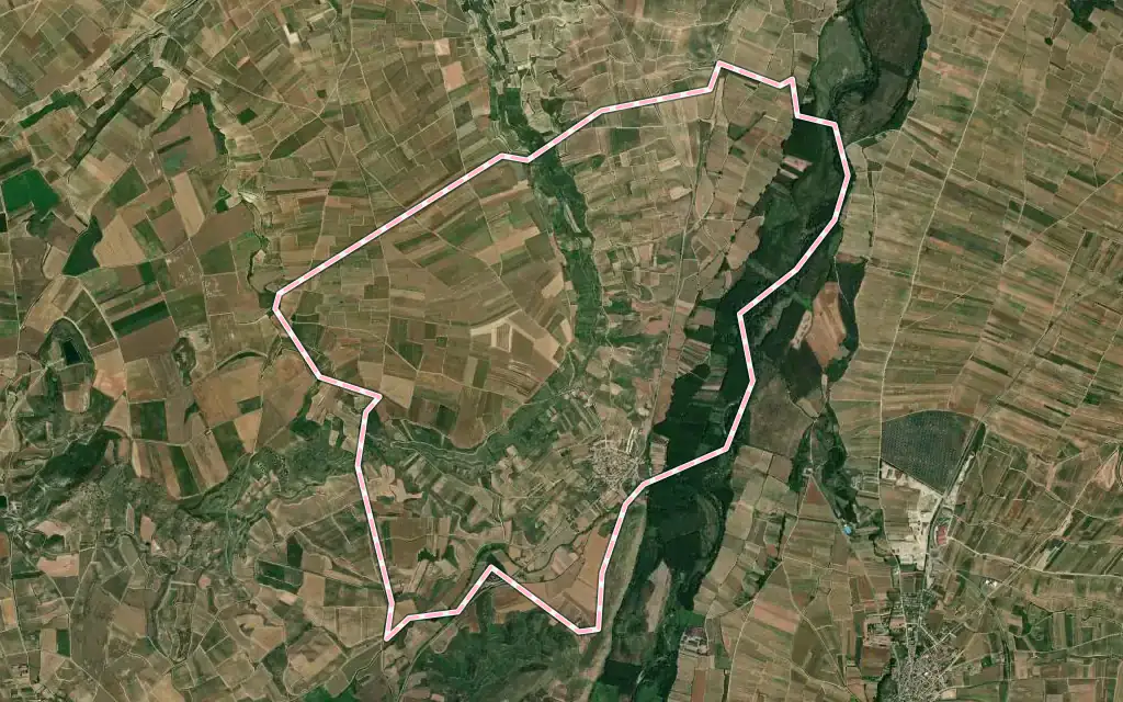 Vista satélite de Hormilleja con su contorno administrativo