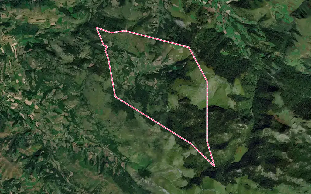 Vue satellite de Hosta avec ses contours administratifs