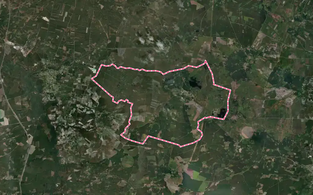 Vue satellite de Hostens avec ses contours administratifs