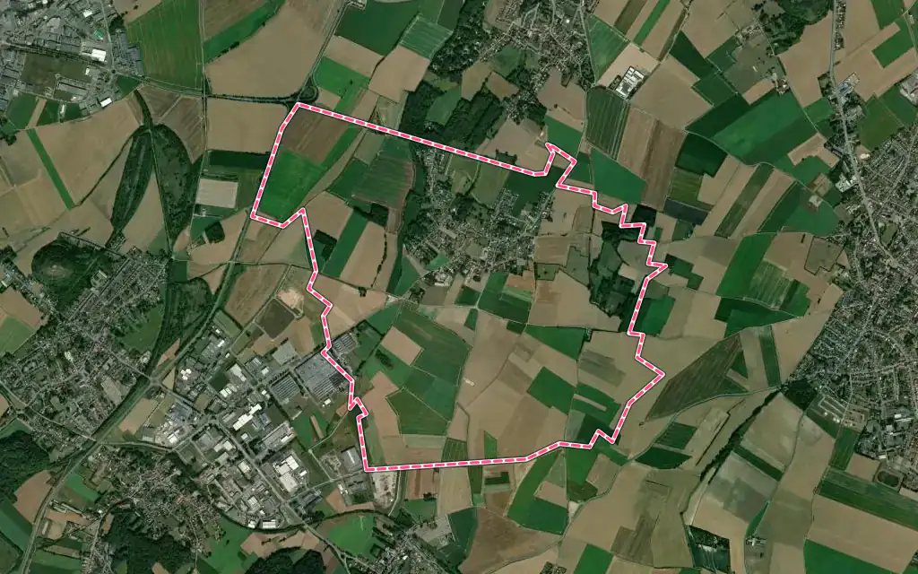 Vue satellite de Houchin avec ses contours administratifs
