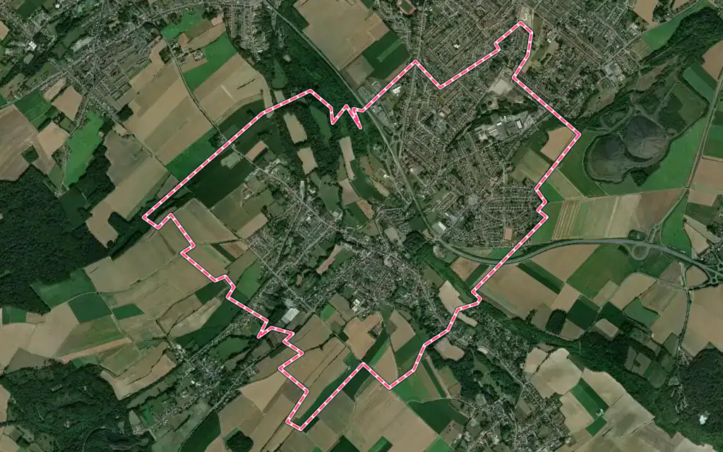 Vue satellite de Houdain avec ses contours administratifs
