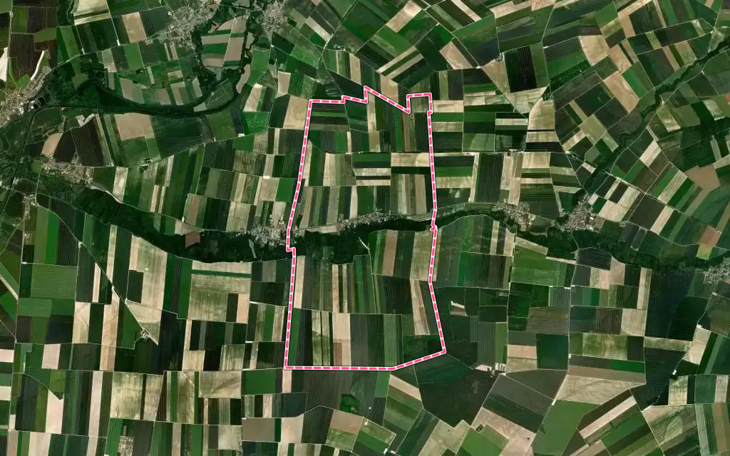 Vue satellite de Houdilcourt avec ses contours administratifs