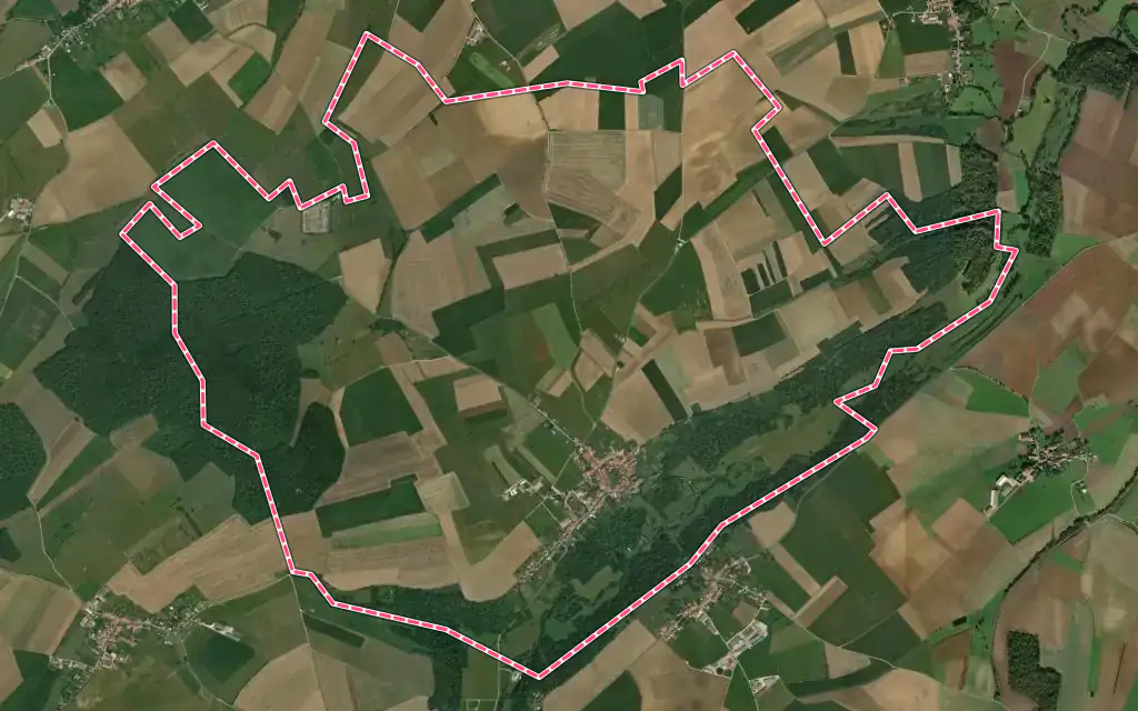 Vue satellite de Houdreville avec ses contours administratifs