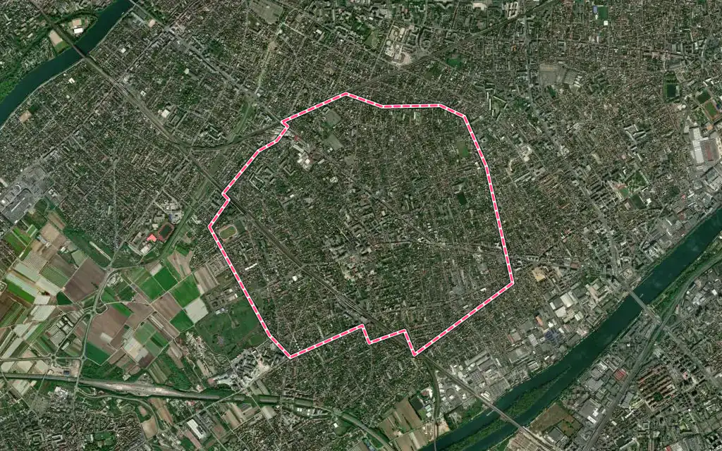 Vue satellite de Houilles avec ses contours administratifs