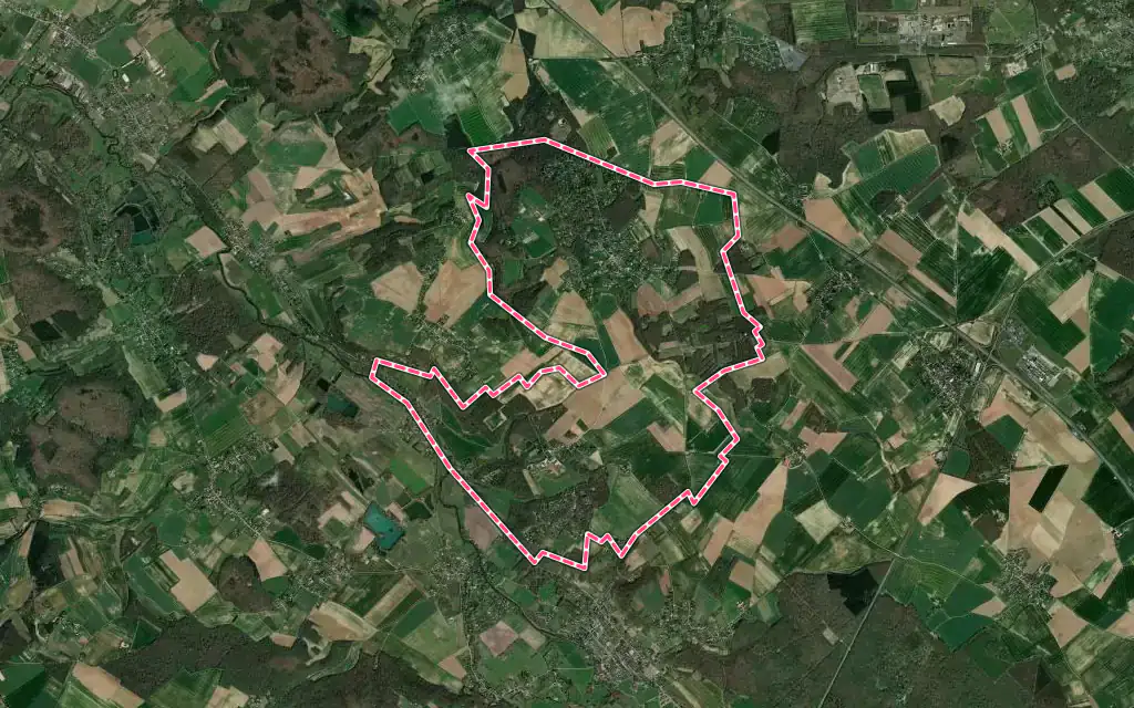 Vue satellite de Houlbec-Cocherel avec ses contours administratifs
