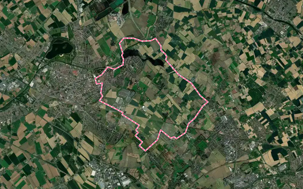 Vue satellite de Houplines avec ses contours administratifs