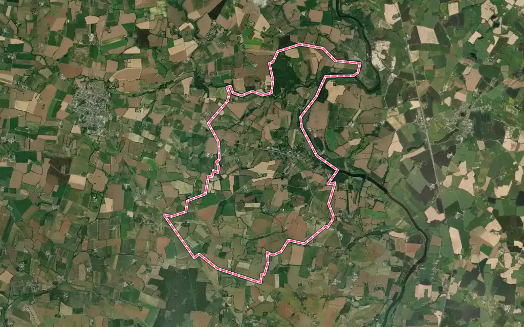 Vue satellite de Houssay avec ses contours administratifs
