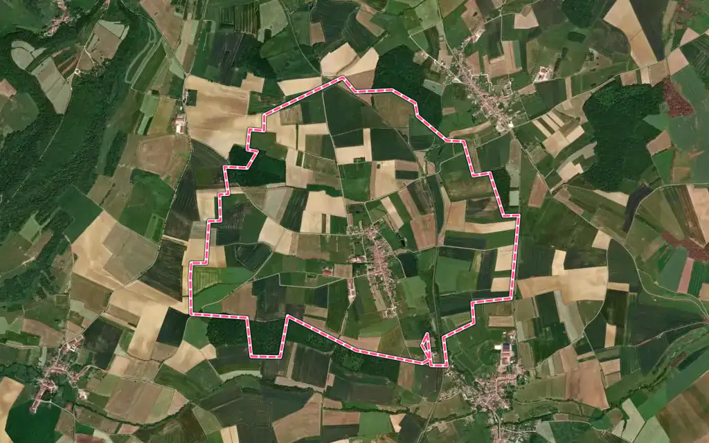 Vue satellite de Housséville avec ses contours administratifs