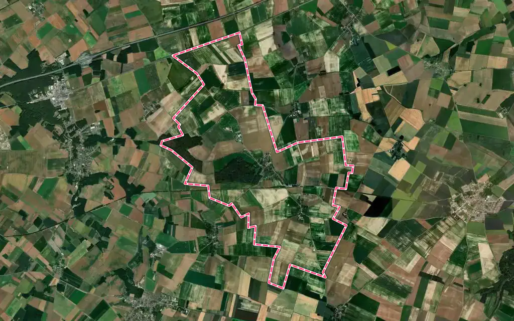 Vue satellite de Houville-la-Branche avec ses contours administratifs