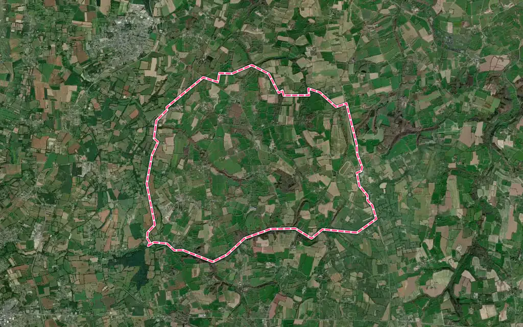 Vue satellite de Hudimesnil avec ses contours administratifs