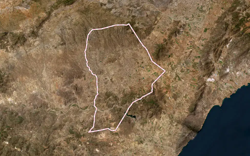 Vista satélite de Huercal Overa con su contorno administrativo